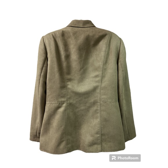 Vintage Conrad C Collection Green Faux Suede Full Zip Jacket Blazer Size 14 NEW - Picture 2 of 5
